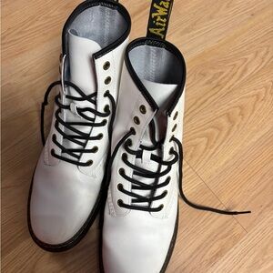 Dr. Martens White and Black Leather Boots